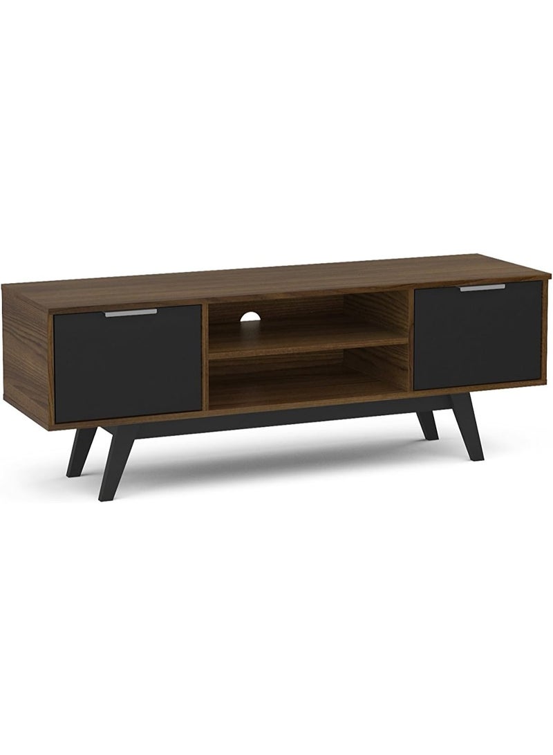 Polifurniture Shard 53" Whiskey/Black TV Stand Dark Brown - Image 1